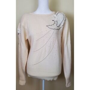 Vintage Marisa Christina Beaded Sequined Sweater Medium Angora Lambswool Y2K